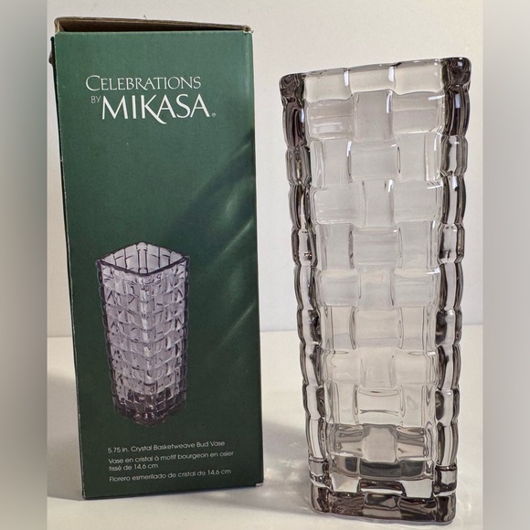 Mikasa Crystal Basketweave Vase NIB - Picture 10 of 11